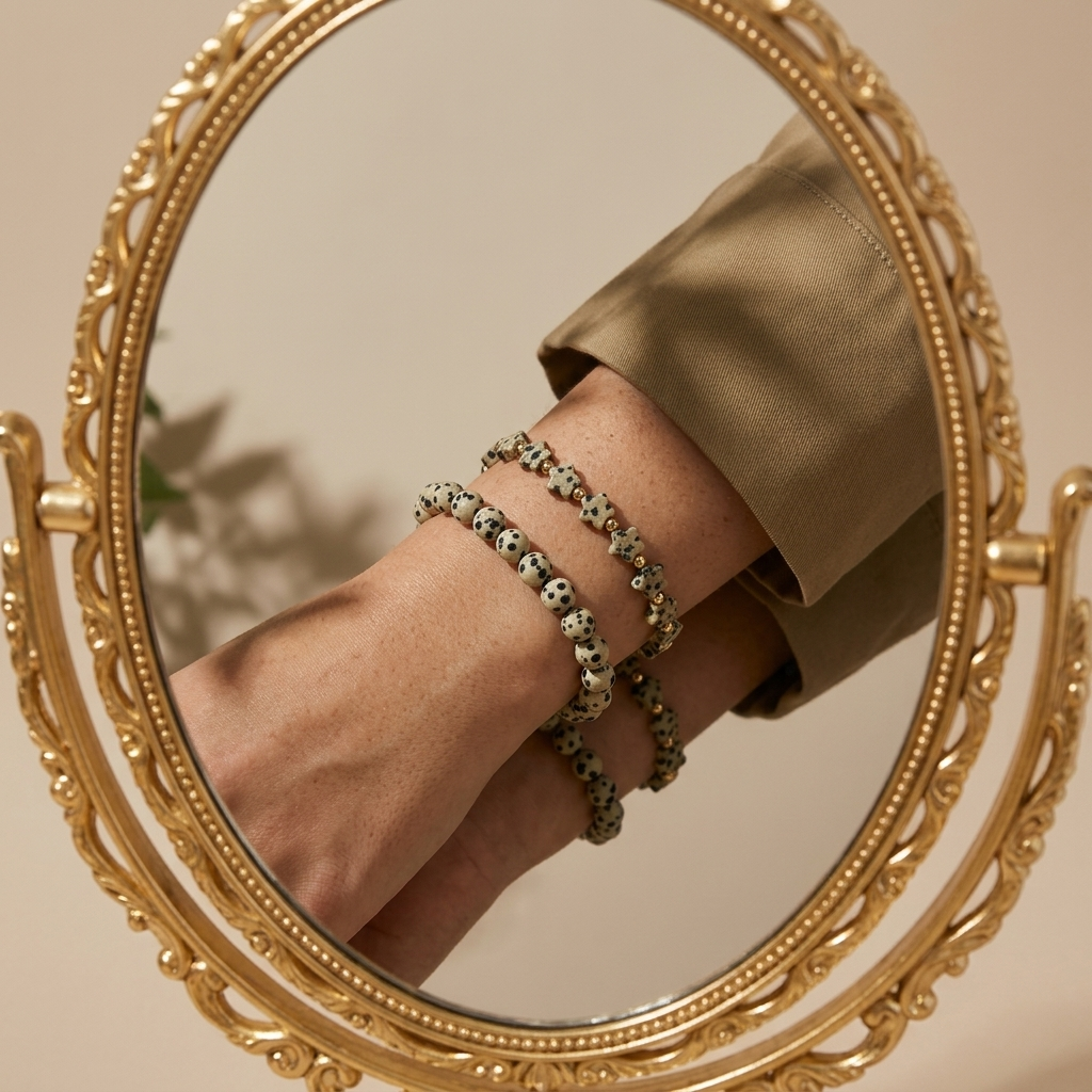 Flowered Dalmatian Jasper Bracelet