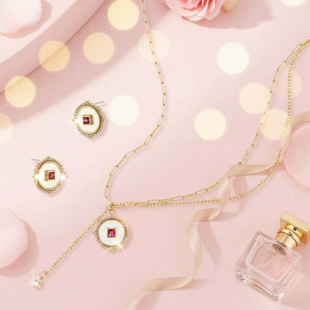 Luxe Medallion Necklace & Earring Set