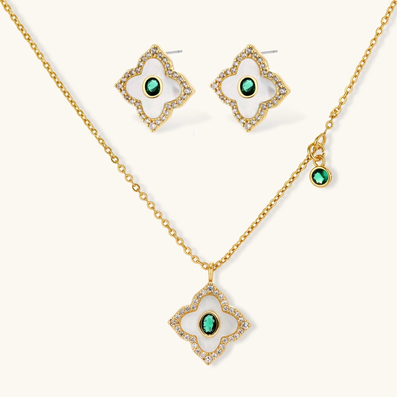 Emerald Zirconia Necklace & Earring Set