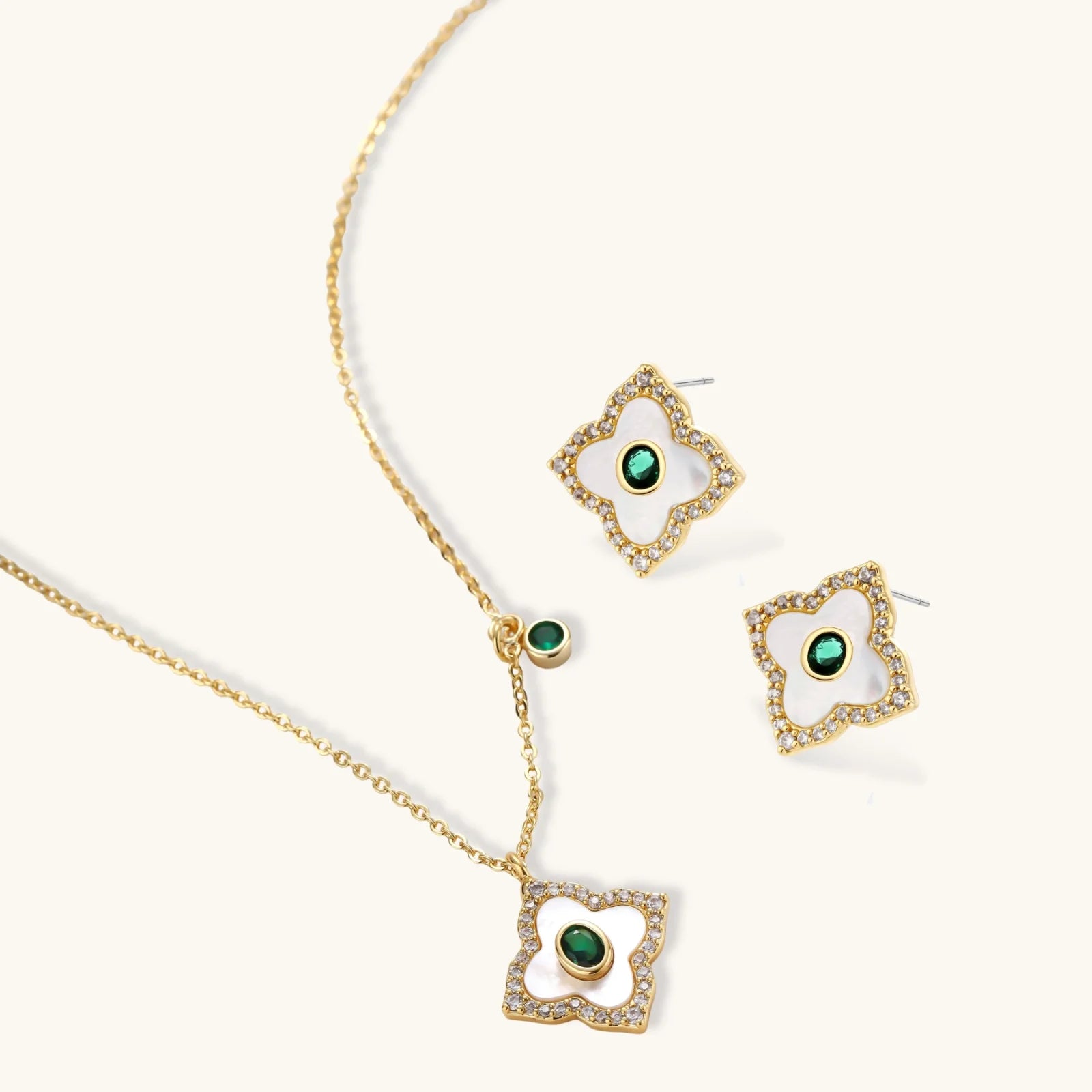 Emerald Zirconia Necklace & Earring Set