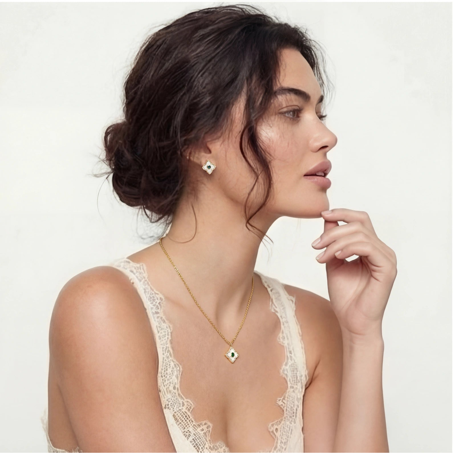 Emerald Zirconia Necklace & Earring Set