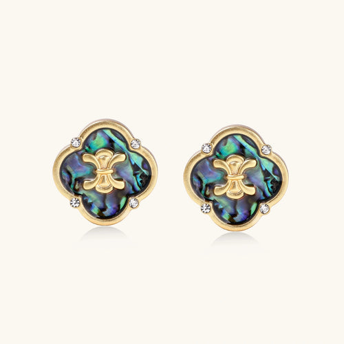 Abalone Shell Quatrefoil Stud Earrings
