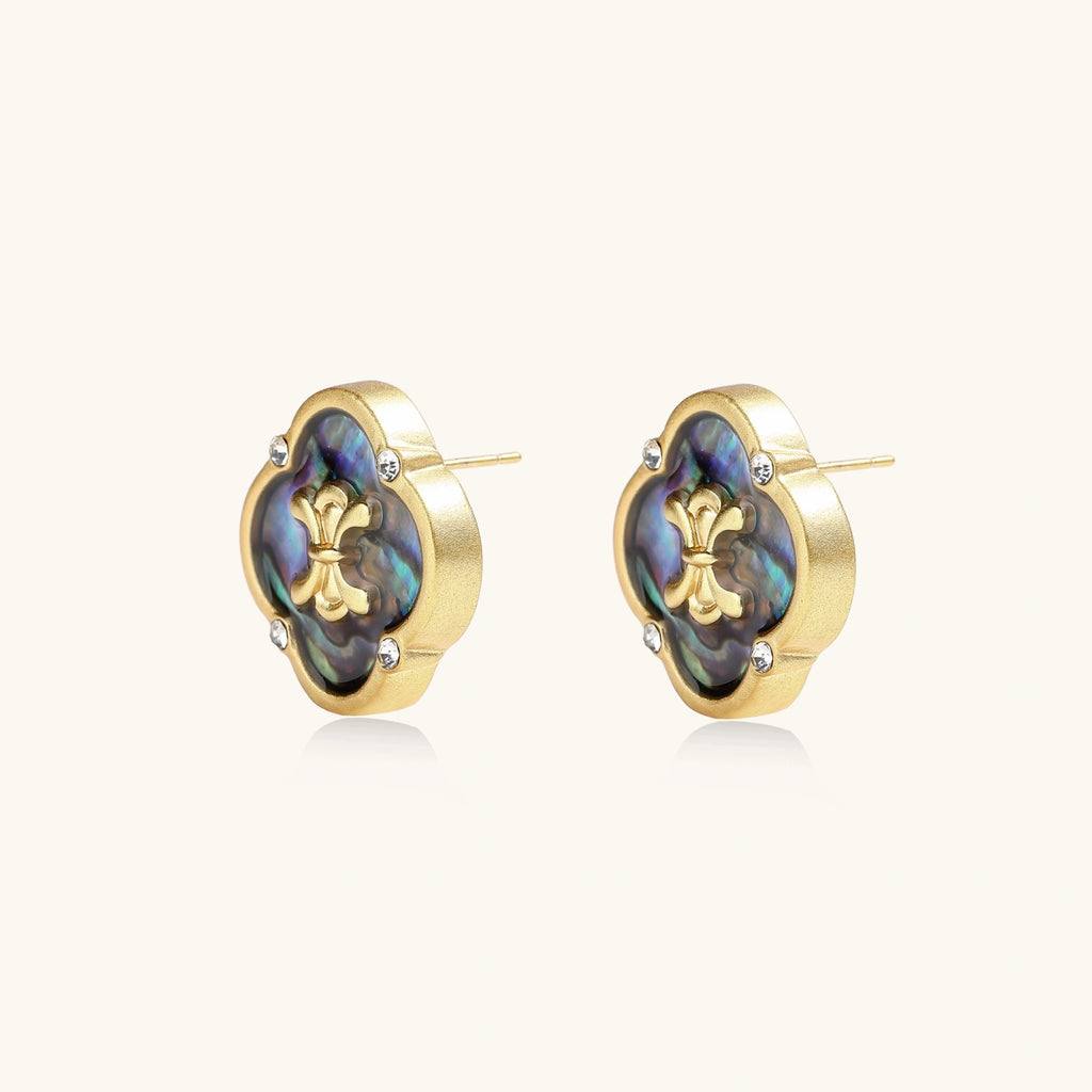 Abalone Shell Quatrefoil Stud Earrings