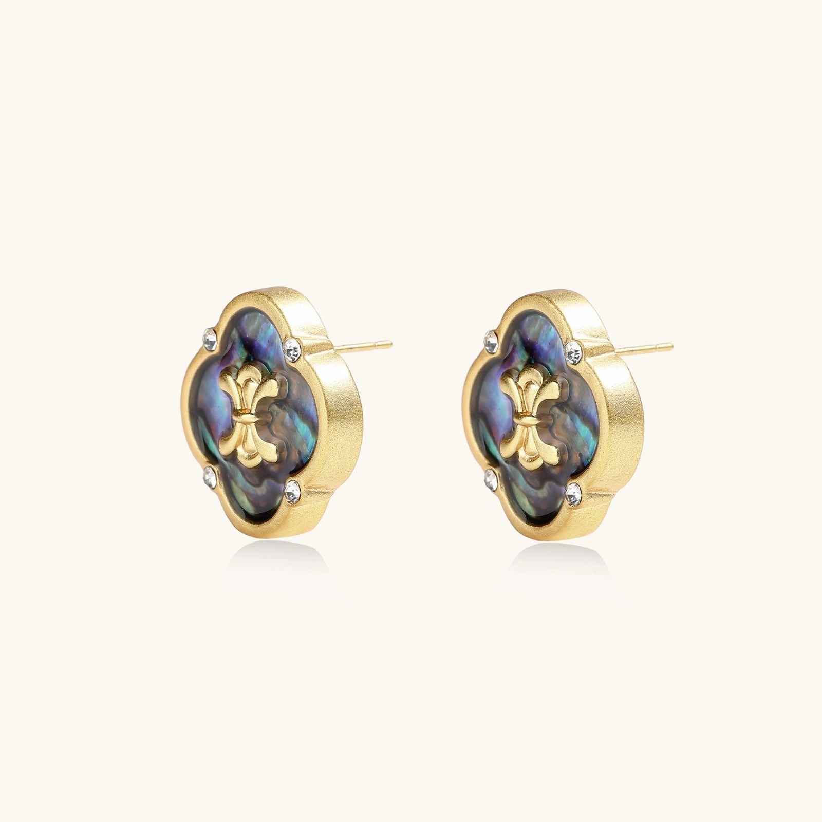Abalone Shell Quatrefoil Stud Earrings