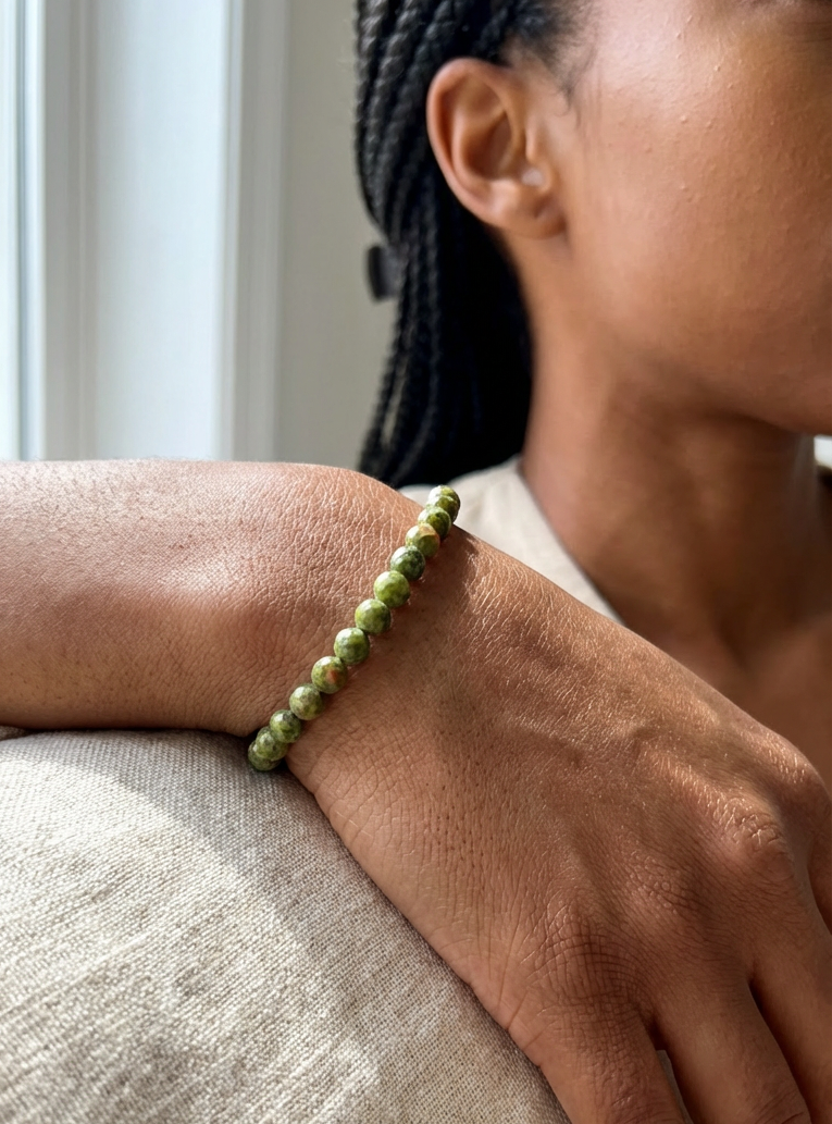 Unakite Stone Pebble bracelet