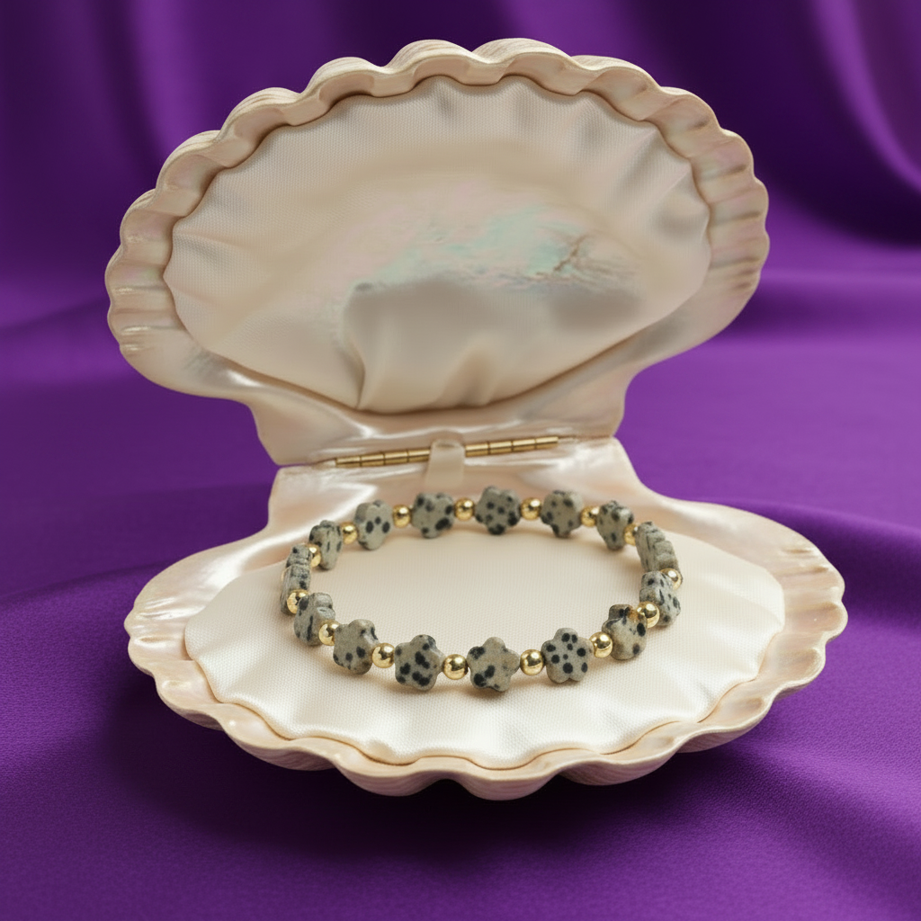 Flowered Dalmatian Jasper Bracelet