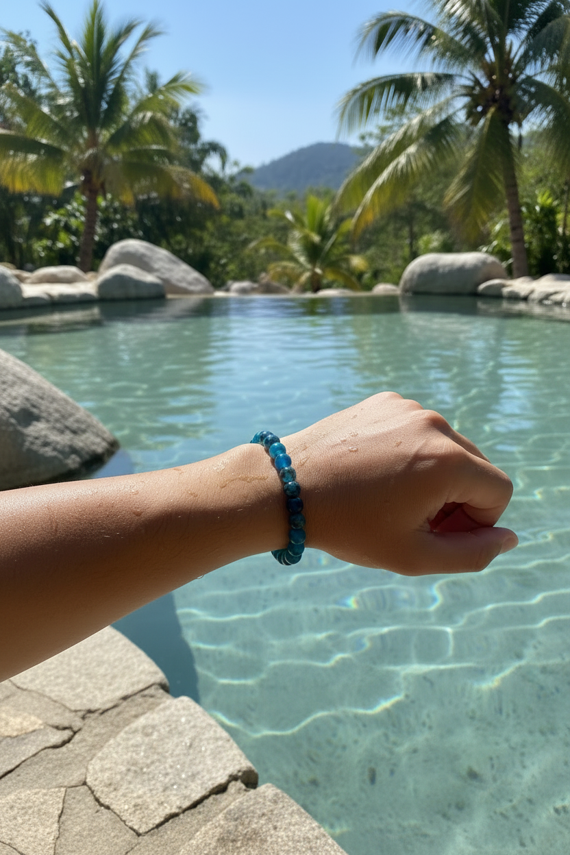 Blue Dragon Vein Big Pebble Bracelet