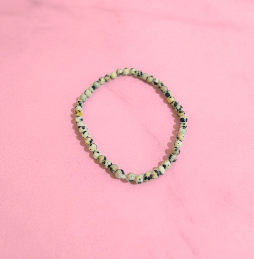 Dalmatian Stone Pebble Rock Bracelet