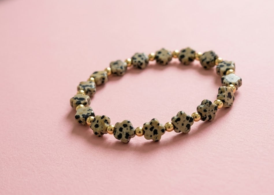 Flowered Dalmatian Jasper Bracelet