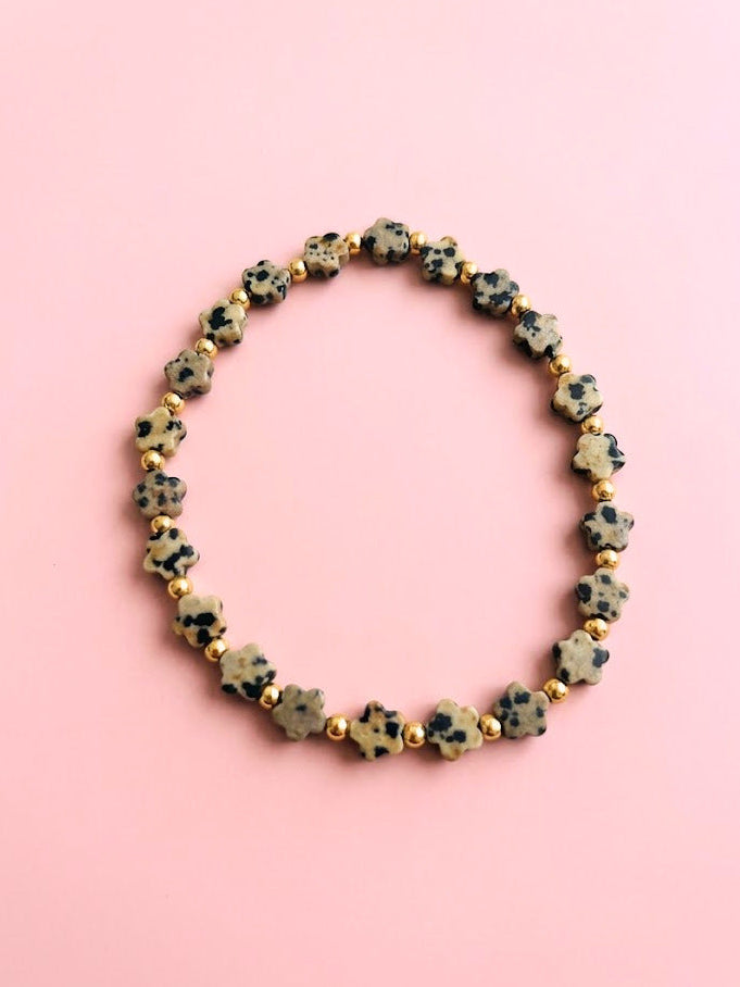 Flowered Dalmatian Jasper Bracelet
