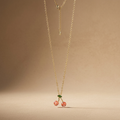 Pink Quartz Agate Plucked Cherries Necklace