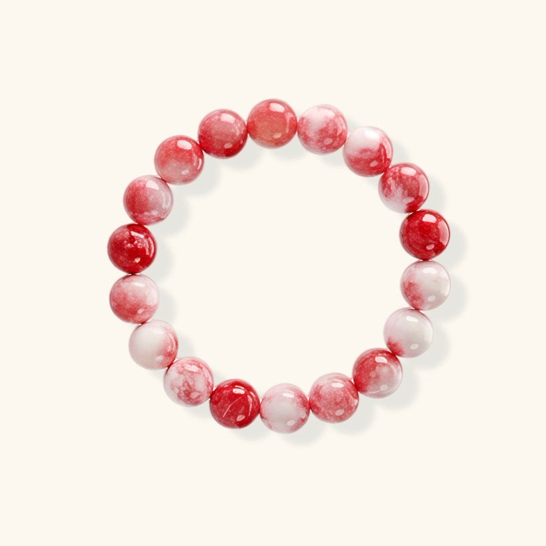 Pink & White Jade Big Rock Bracelet