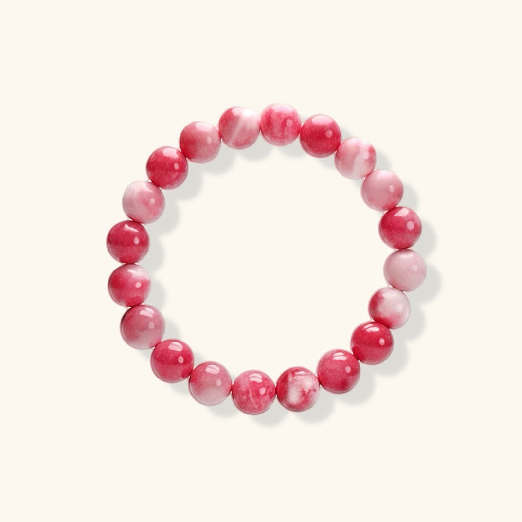Pink & White Jade Rock Bracelet